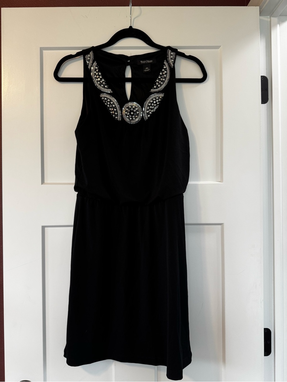 White House Black Market Black Sleeveless Embellished Mini Dress